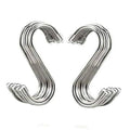 Set of shiny stainless S-shaped hanging hooks with plastic-coated ends