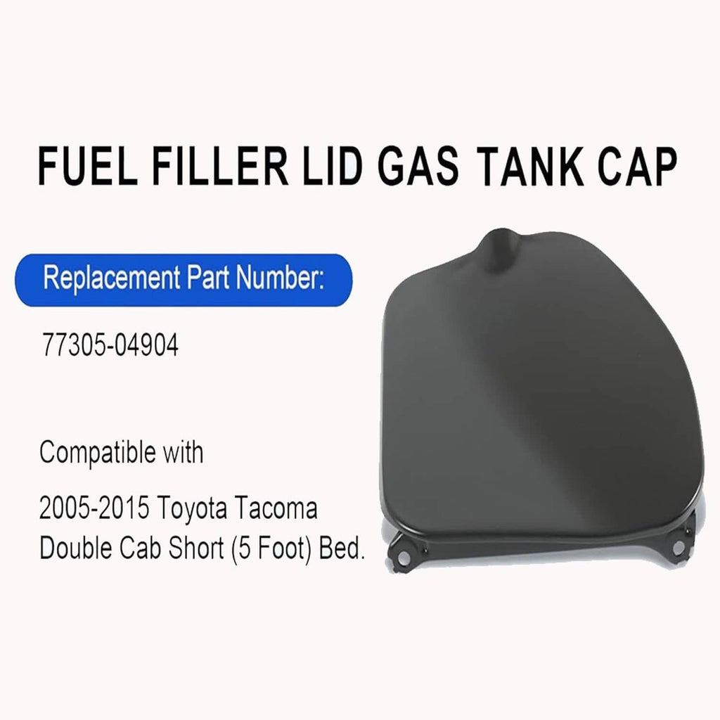 Black fuel filler lid gas tank cap with hinge and contoured outer cover