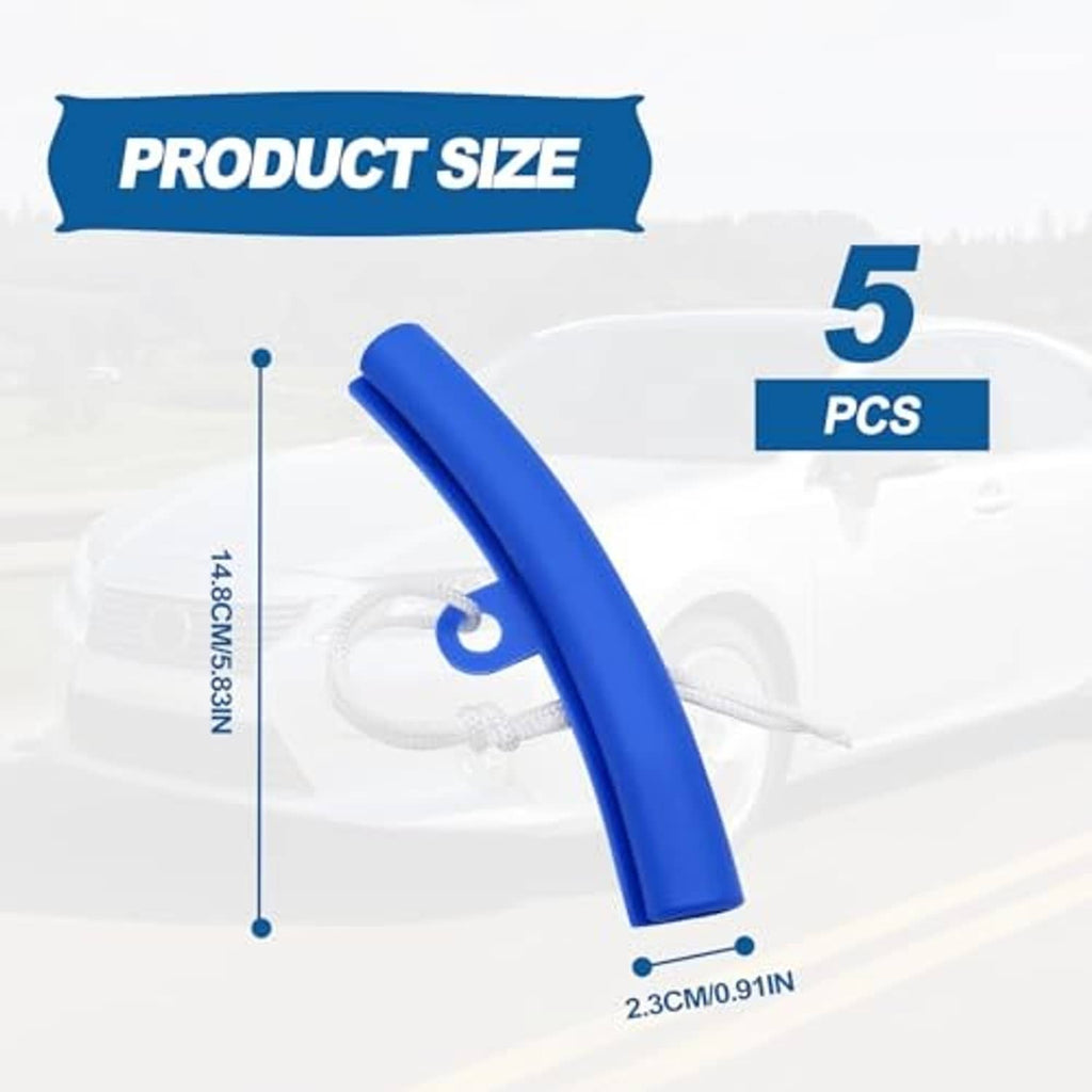 Blue 15cm rim protector edge saver with white cord loops, single guard piece