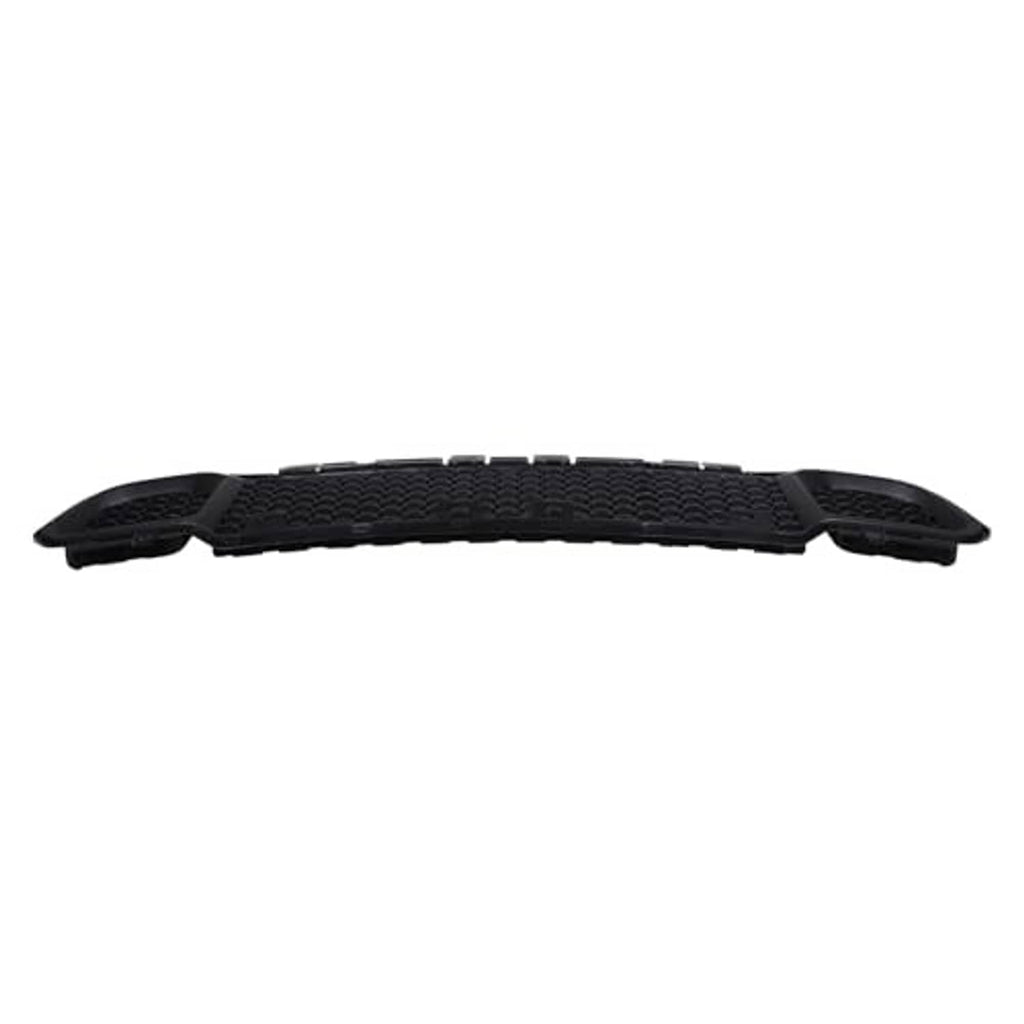 Black grille underside with molded plastic trim and embedded mounting tabs