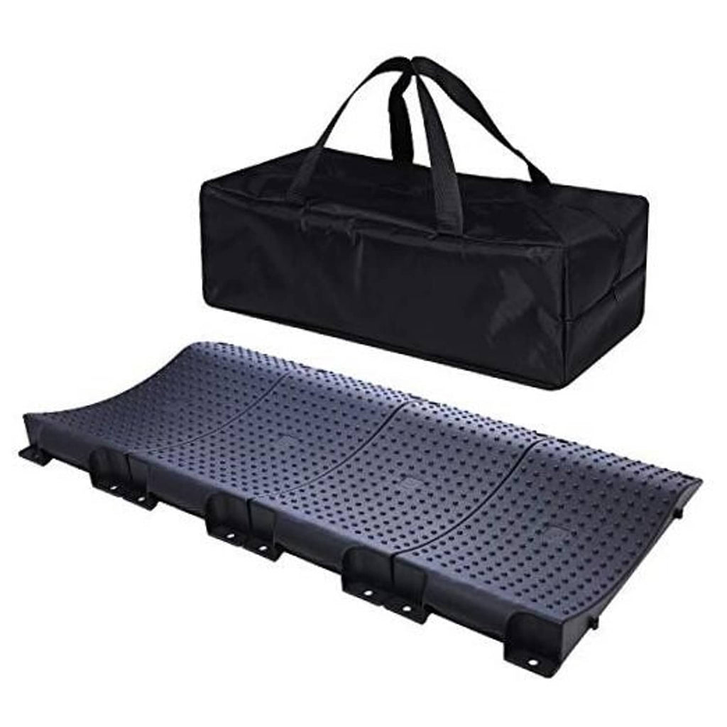 Car tire ramp pads, dark rubber anti-slip boards with lift-carry storage bag