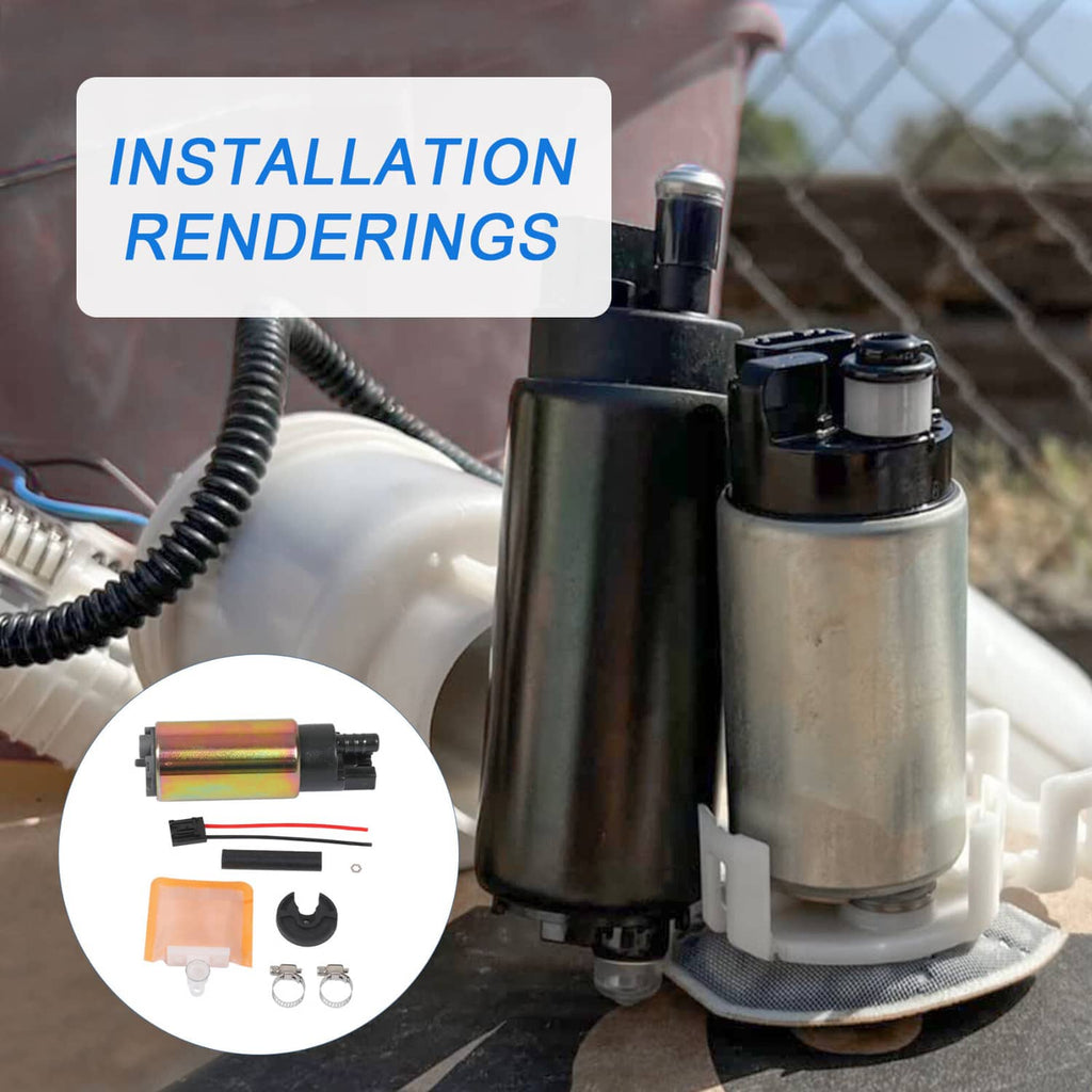 Electric fuel pump kit installed with strainer parts and wiring connections