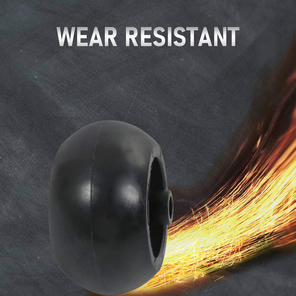 Black deck wheel close-up with sparks at the rim, wear-resistant
