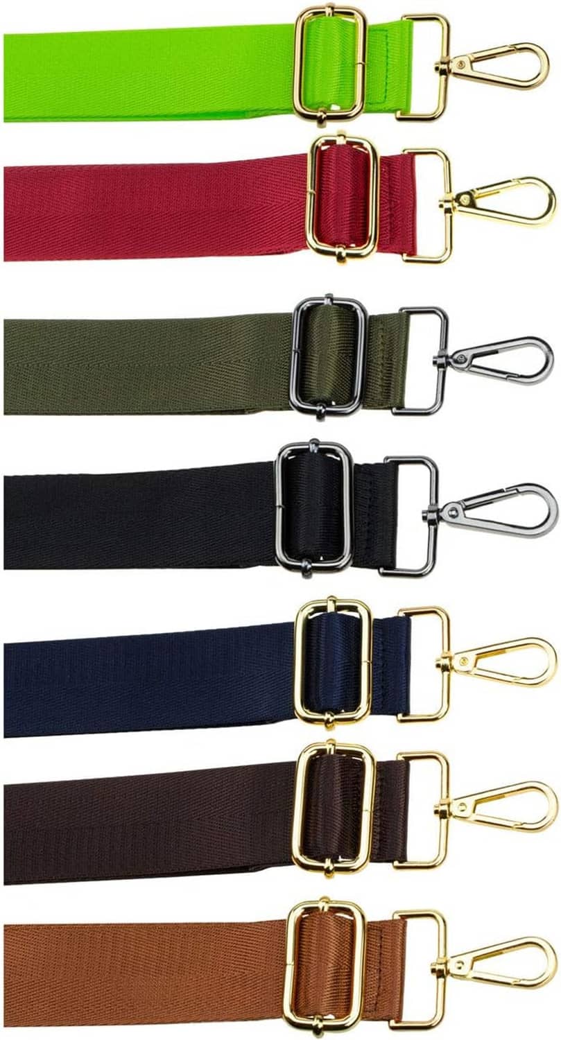 Multi-color adjustable purse strap set with metal connector clasps