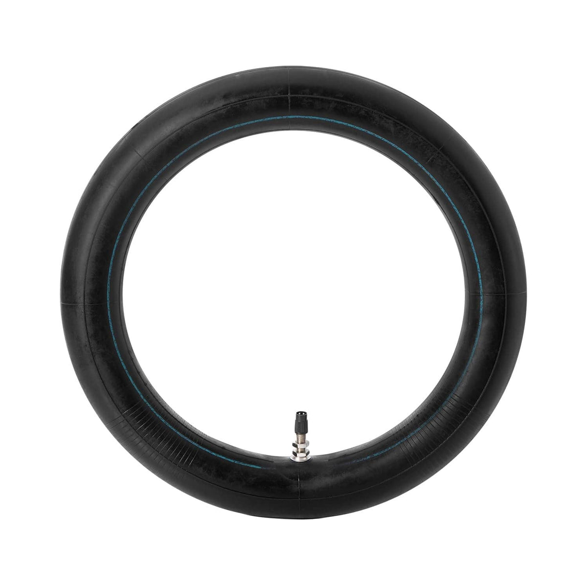Motorcycle inner tube replacement, black loop with blue stripe and straight valve stem