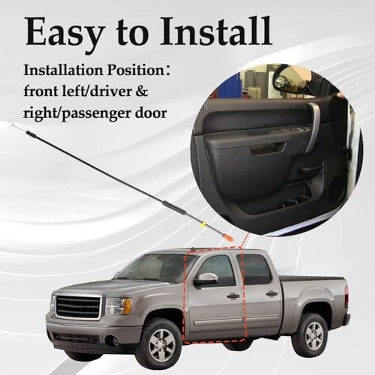 Inside door latch release cable shown for front left or passenger door installation