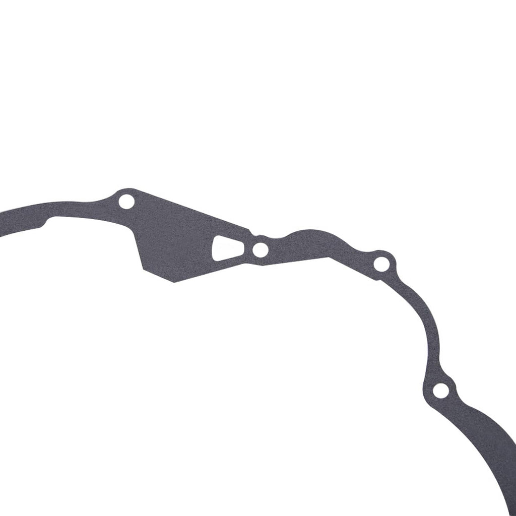 Gasket detail: dark gray sealing strip with small vent cutout and mounting holes