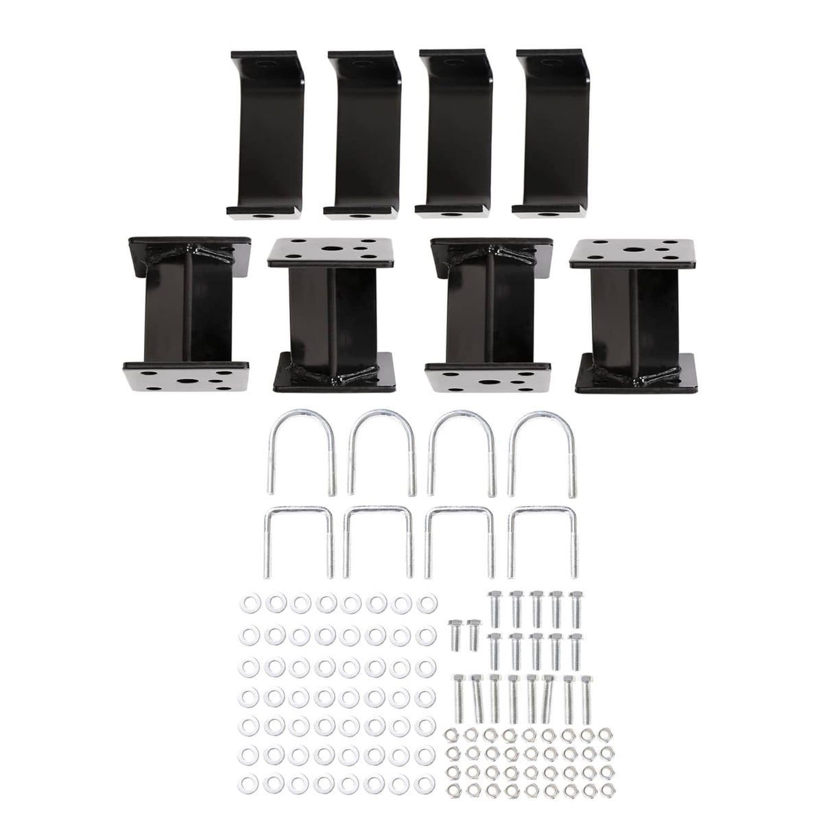 Lift blocks and hardware kit: black blocks plus chrome U-bolts and washers