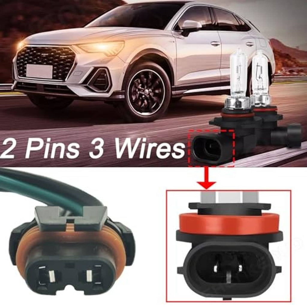 2-pin headlight wiring harness with orange-sealed connector housing and highlighted plug detail