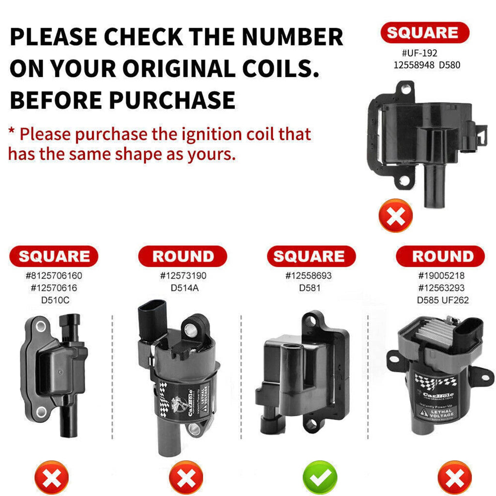 Square ignition coil pack with wire connectors and spark plug wire set