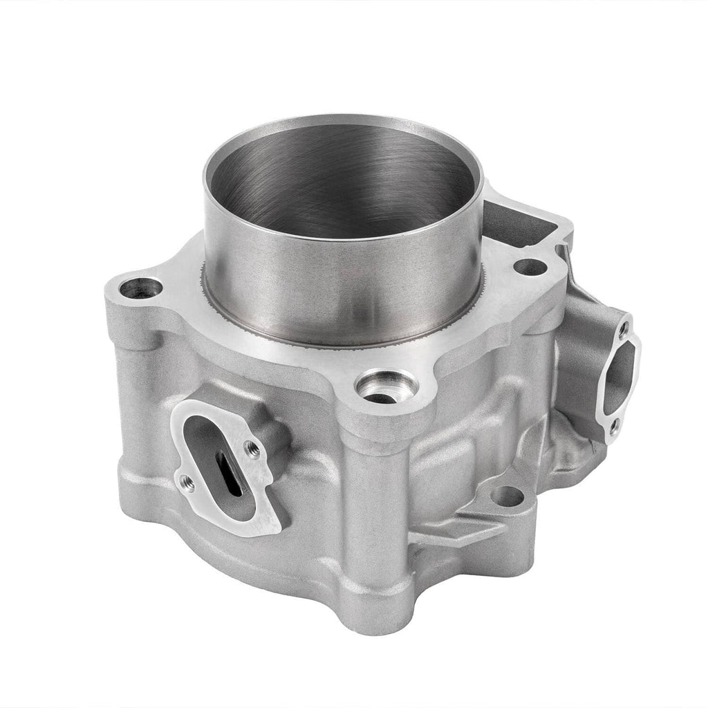 Aluminum cylinder with side ports and piston bore, silver finish