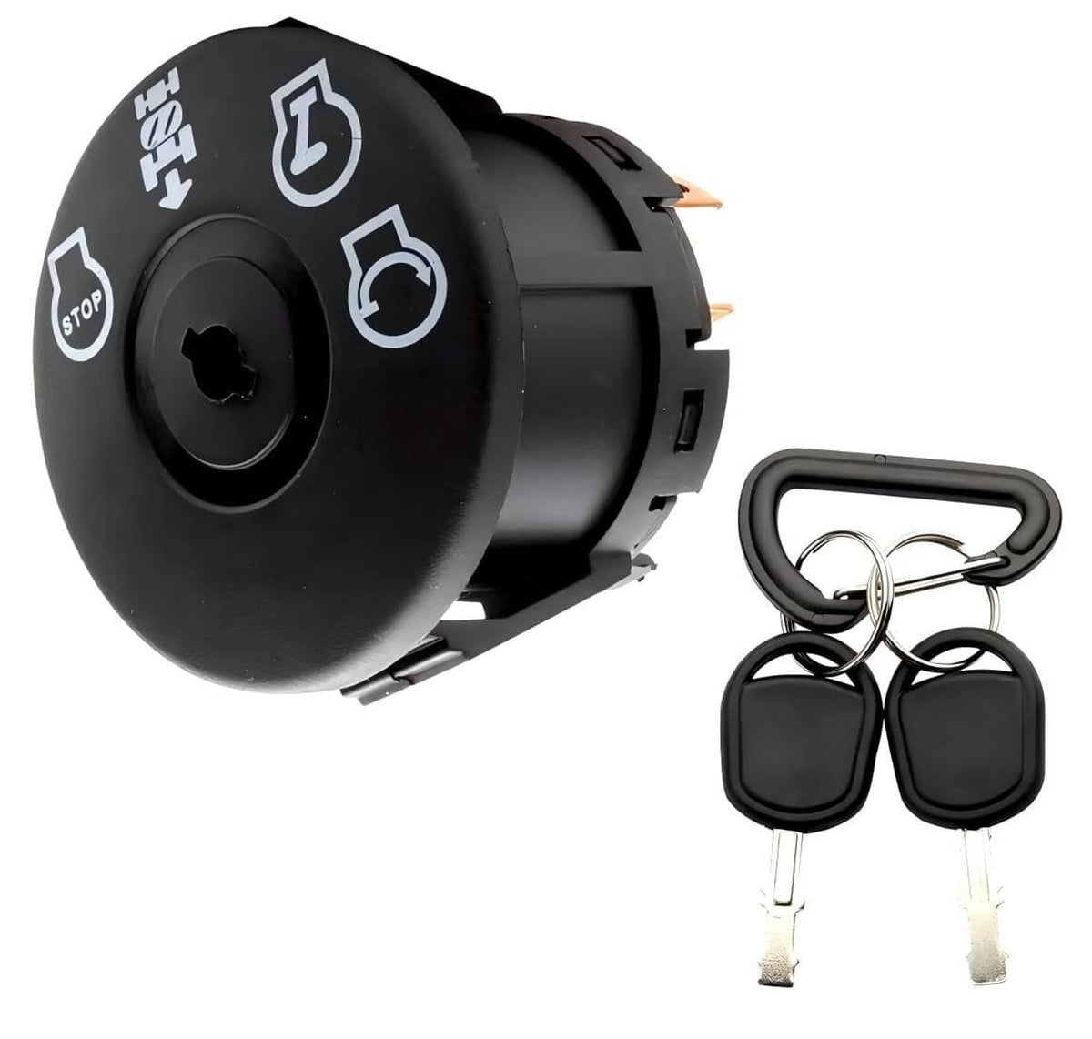 Black 4-position ignition starter switch with key cylinder and two keys