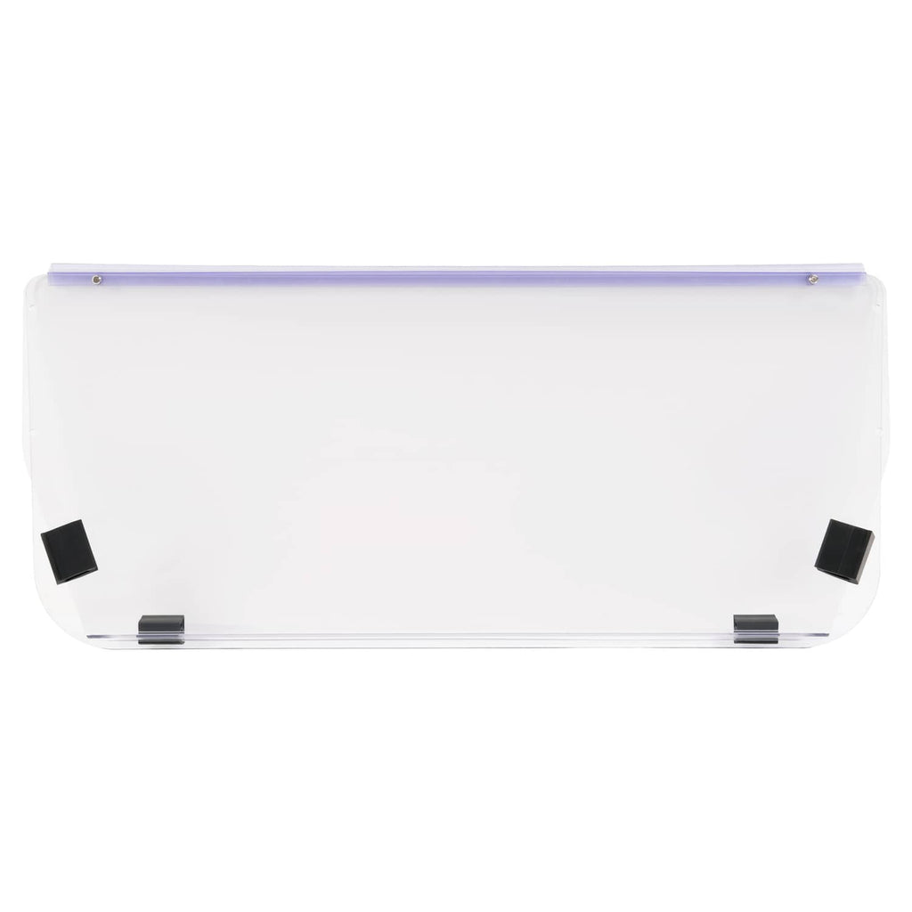 Clear vented golf cart windscreen windshield with black mounting brackets, top view