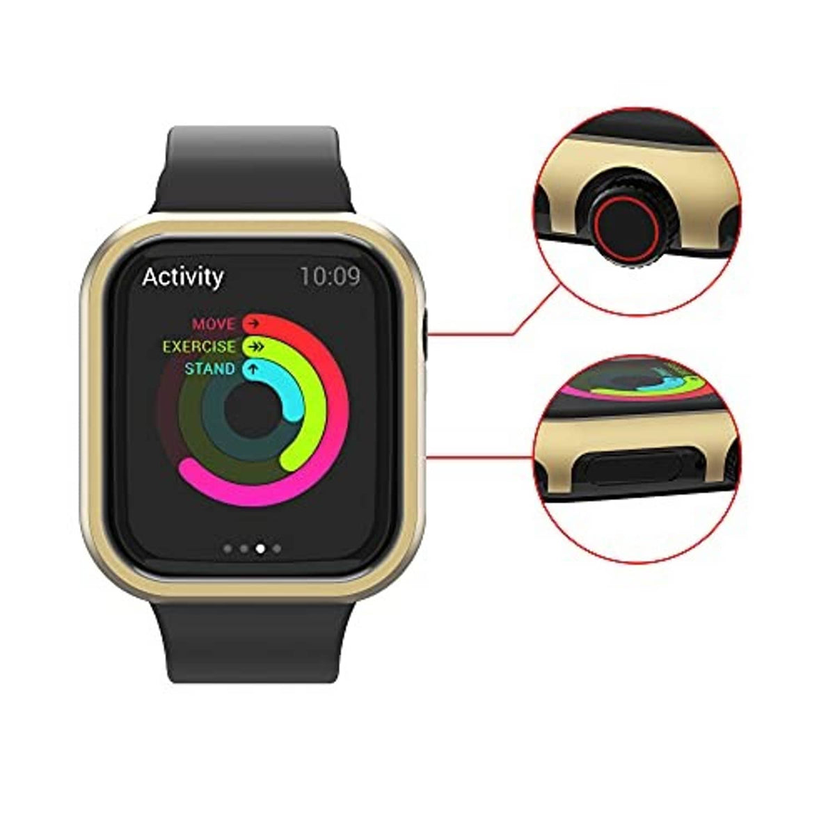 Gold aluminum bumper case for Apple Watch 38mm with access to screen and buttons