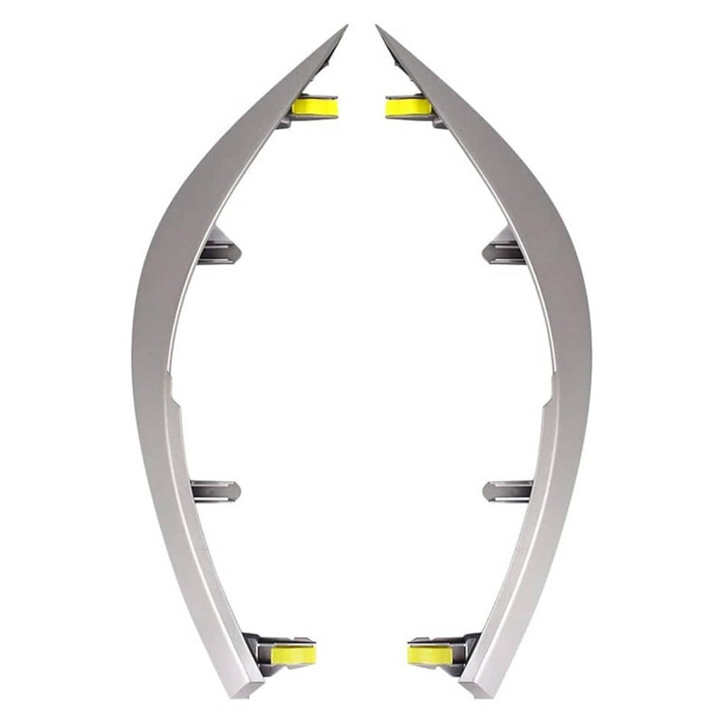 Dashboard trim insert set, metallic gray left and right pieces with yellow tabs
