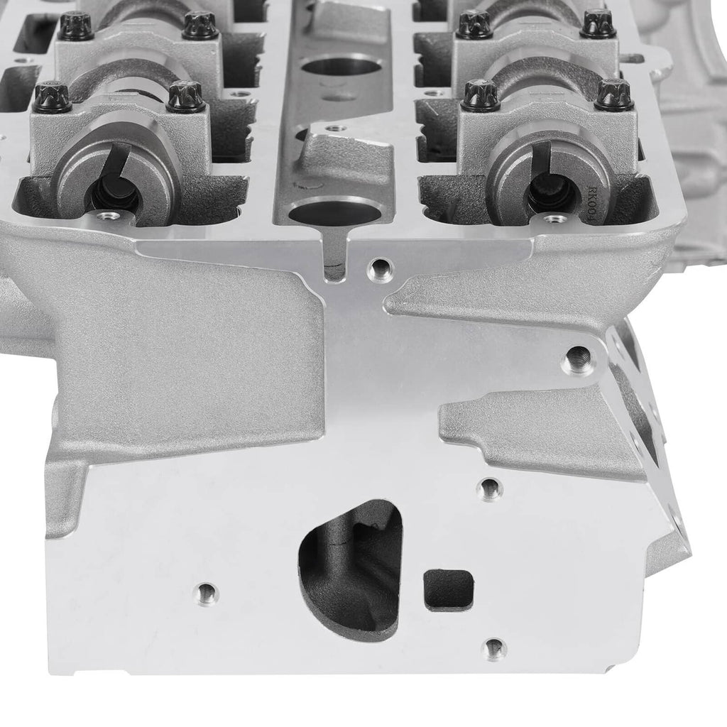 Aluminum cylinder head with exposed cylinder bores, bolt holes, and mounting ports