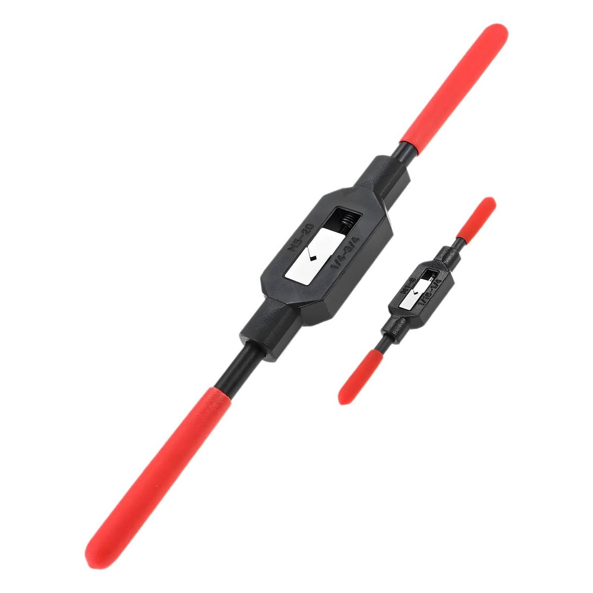 Adjustable tap wrench handle set, black tool with red handles (2 pcs)