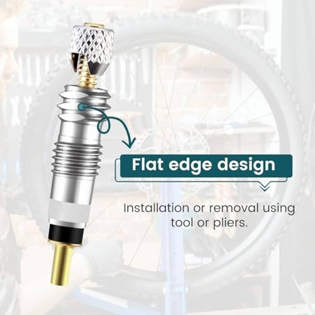 Brass Presta valve core and stem with flat edge design, chrome body and gold tip