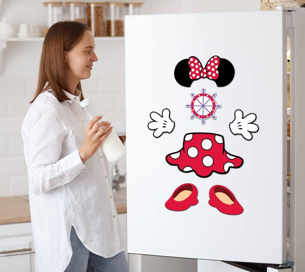 Magnetic captain mouse door decor board with red polka dot hat, mouse ears, wheel, shoes