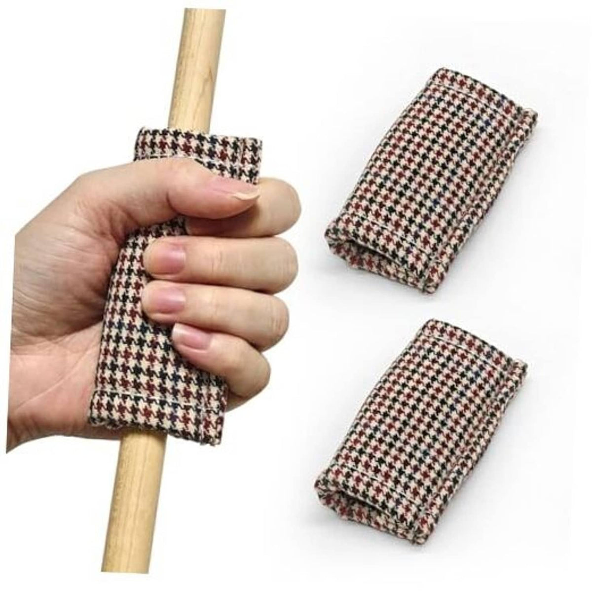 Two-pack houndstooth cue slicker cleaning cloths for pool cue shafts