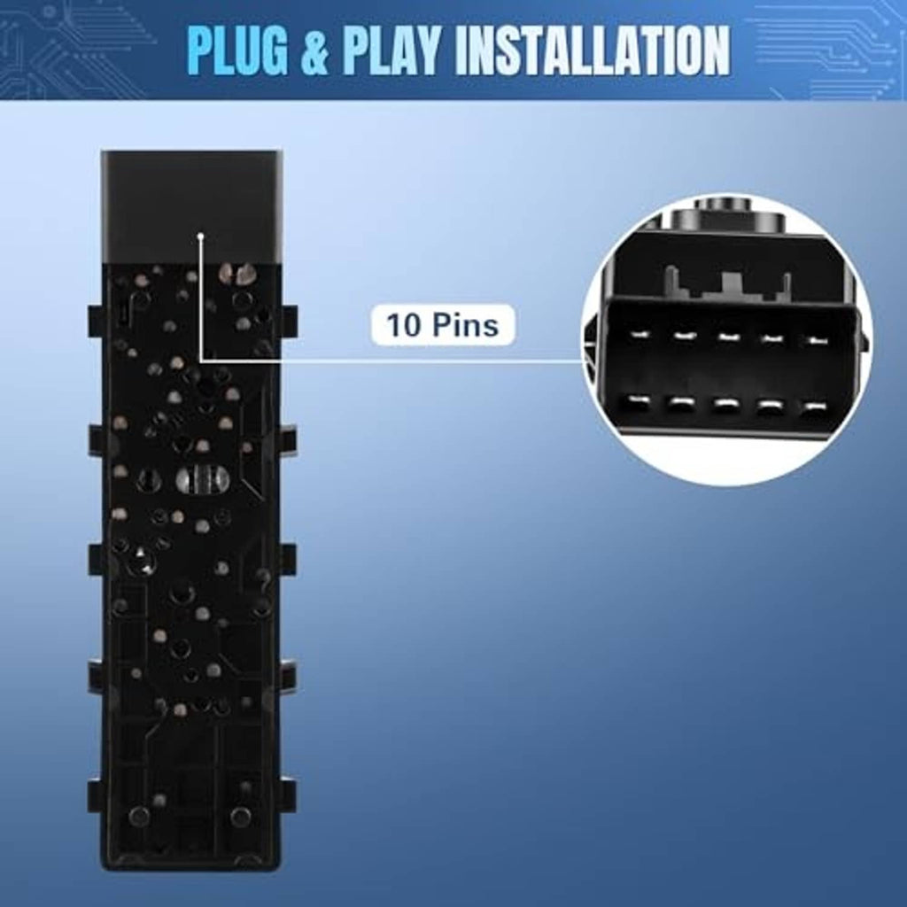 Black power seat switch module with 10-pin connector housing
