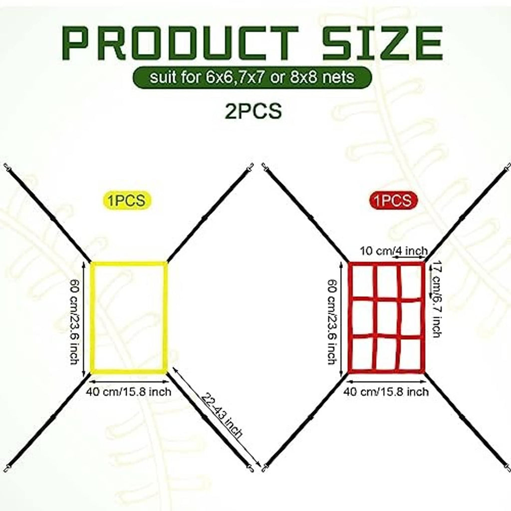 Strike target net set showing yellow and red square scoring panels on adjustable frame poles