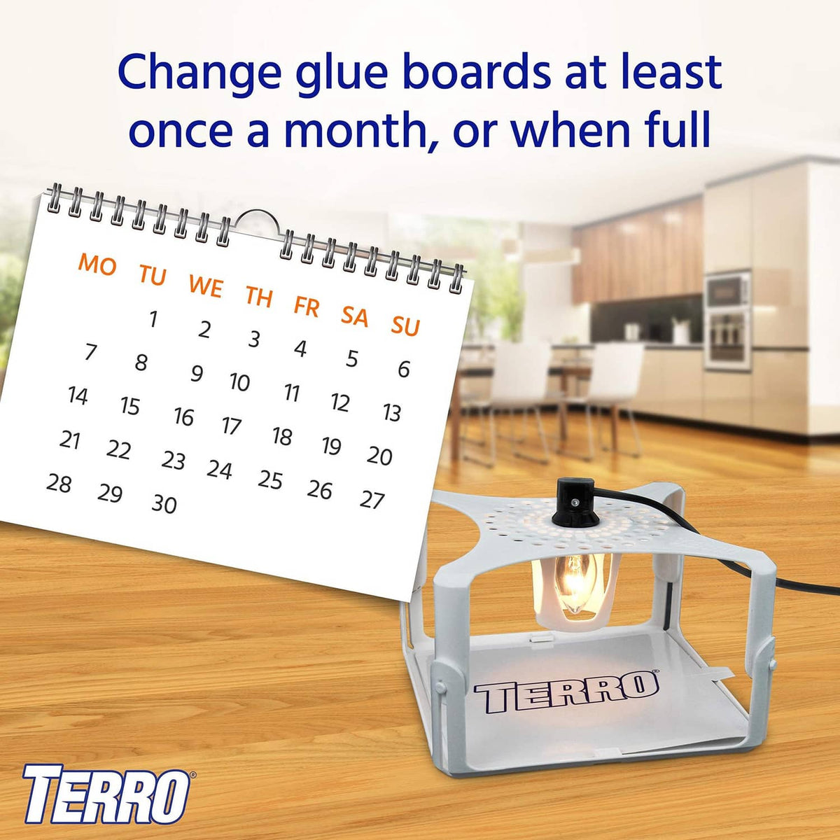 TERRO flea trap glue board refill with calendar reminder and trap on base