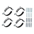 4-pack black split ring pipe hangers with galvanized bolts and mounting screws