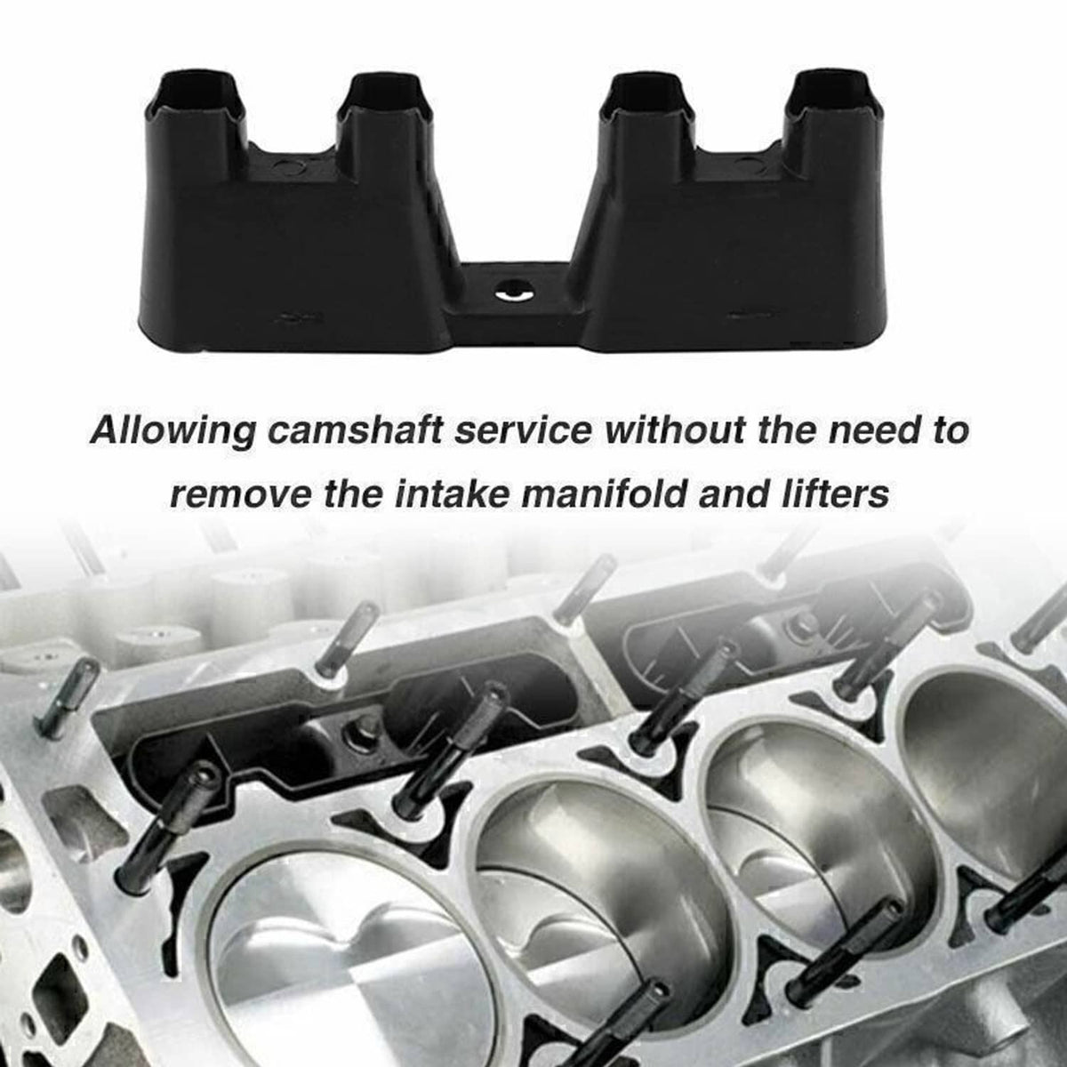 Black plastic lifter tray guide set, two-row shape with central oval hole