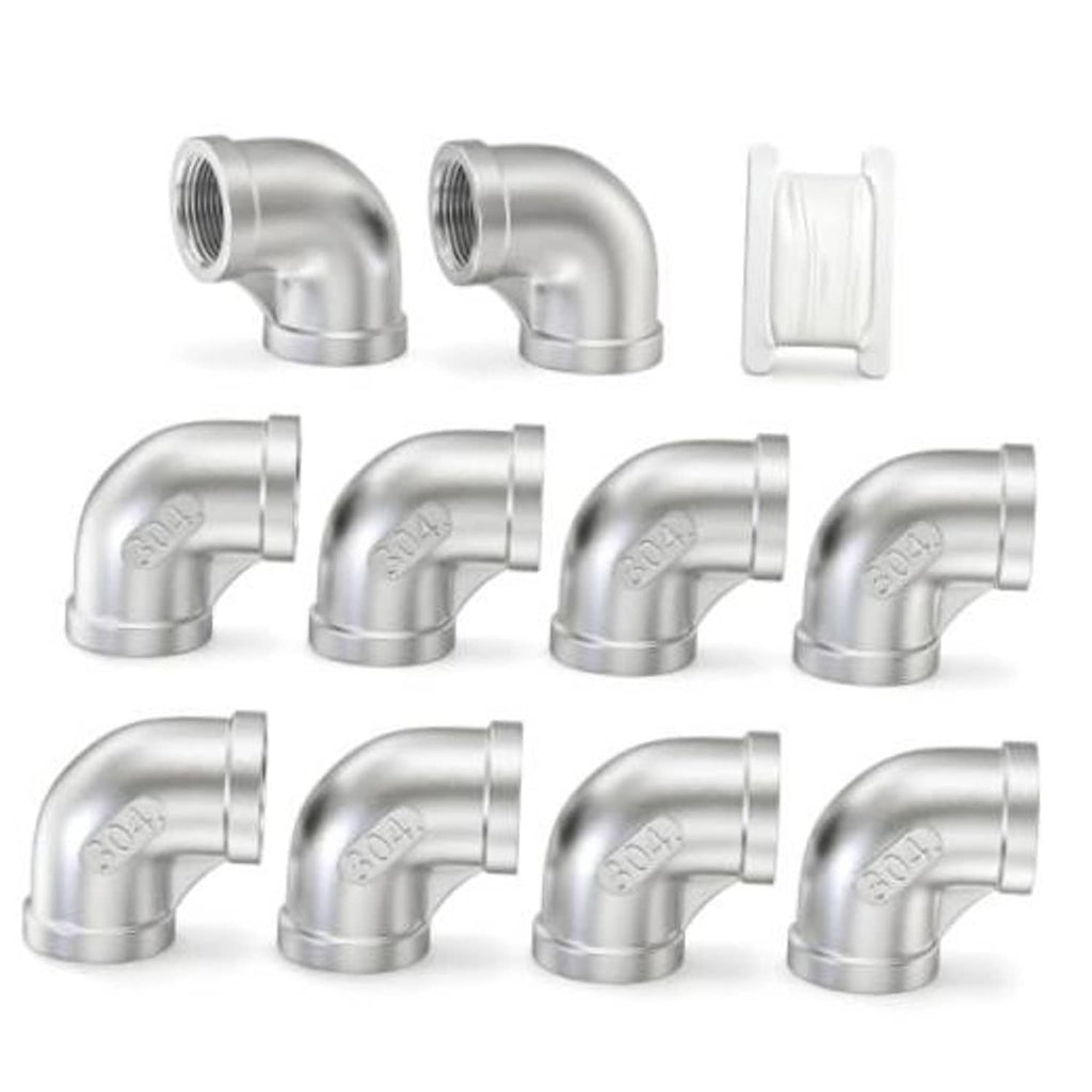 304 stainless steel 90-degree elbow fittings set with FNPT threaded ends
