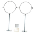 Set of two galvanized stove pipe brackets with adjustable rods and base mounting plates