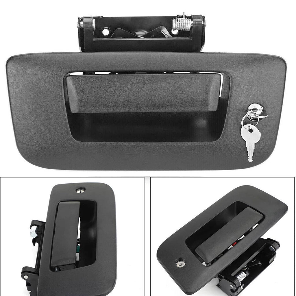 Black tailgate lock handle with key cylinder and included keys