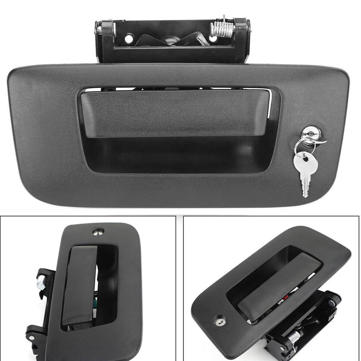 Black tailgate lock handle with key cylinder and included keys