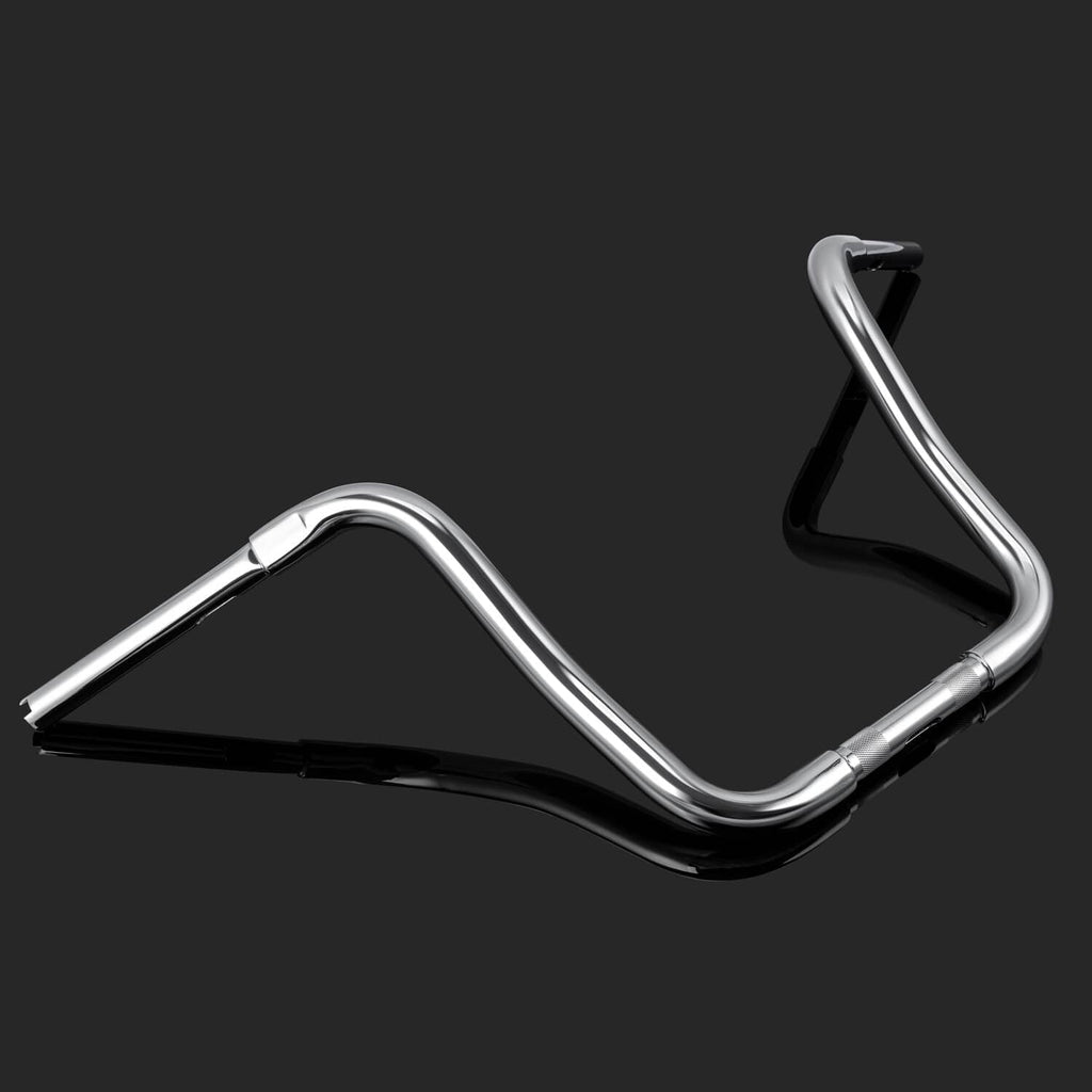 Chrome ape hanger handlebar angled view with swept bends
