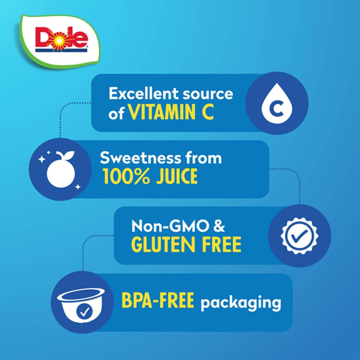 Mandarin Oranges fruit cup label showing nutrition and quality icons