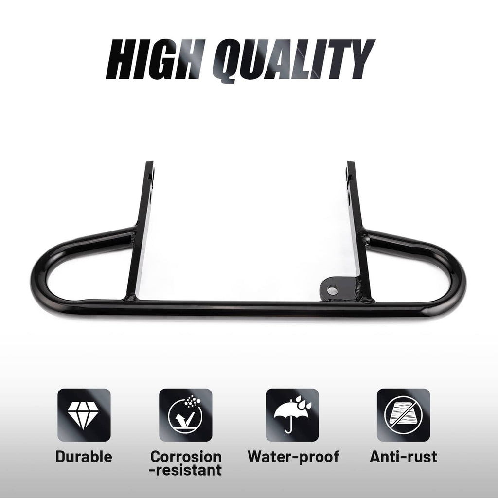 Black ATV rear wide grab bar with durable, corrosion-resistant, waterproof anti-rust coating.