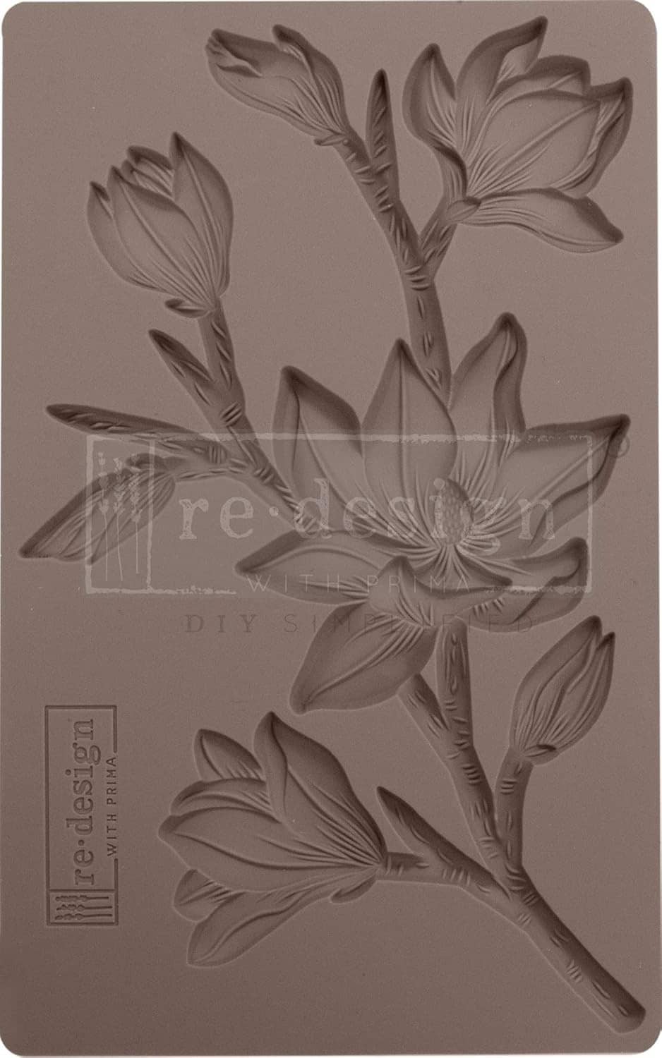 Floral embossing mold with raised tulip and leaf stems in a vertical bouquet pattern