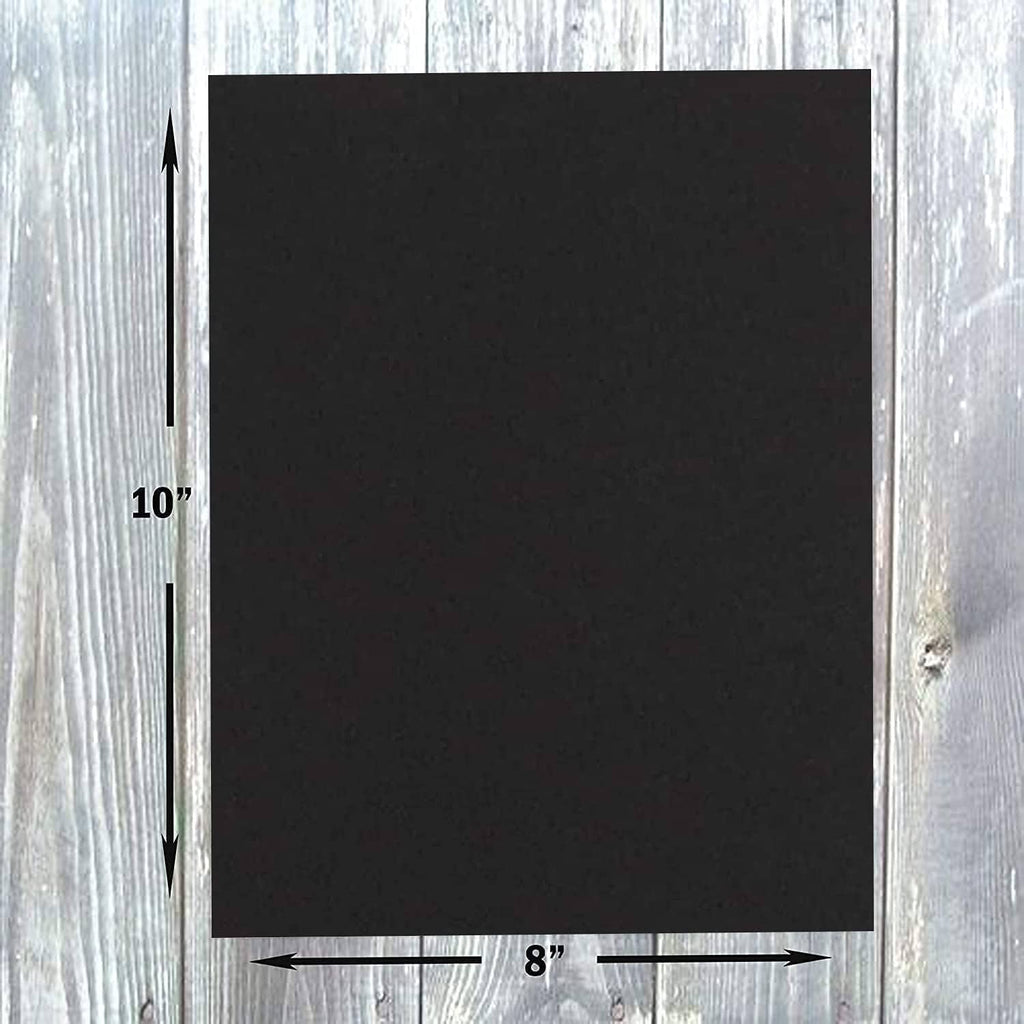 Black cardstock sheet with 8 in by 10 in size markers