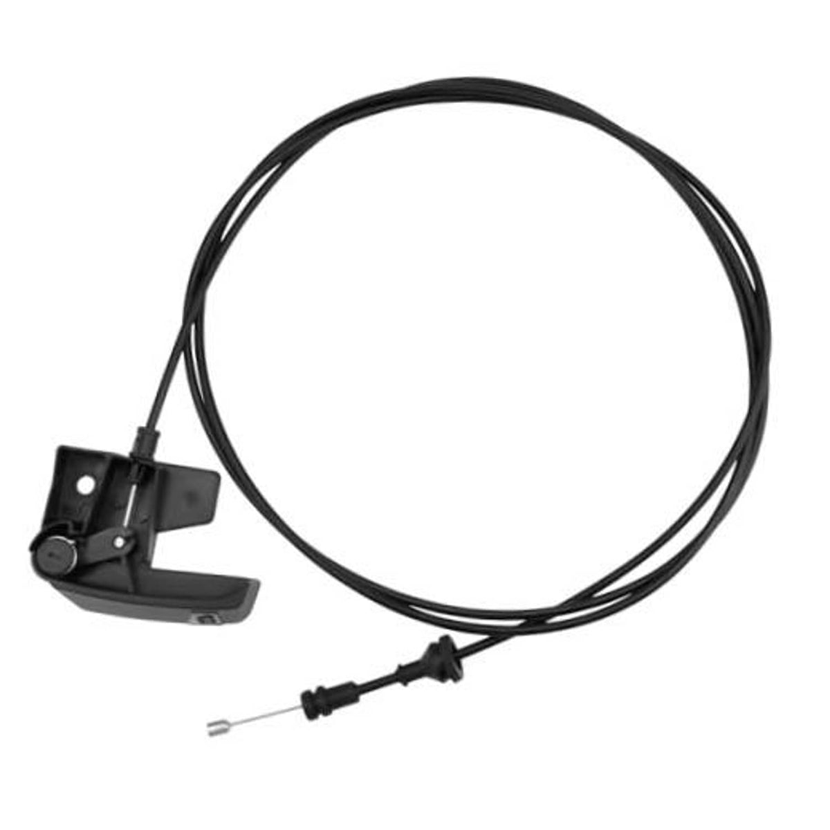 Black hood latch release cable with handle lever and release cable end