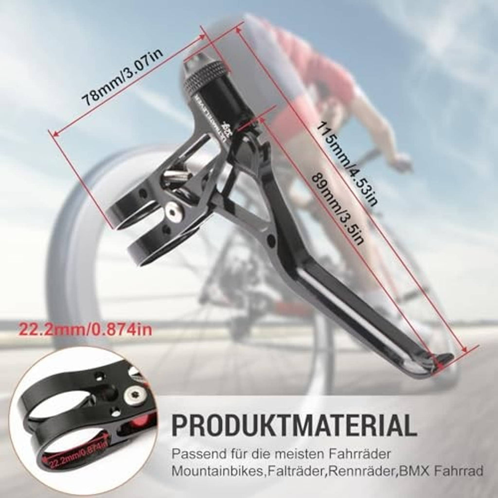 Black bicycle brake lever pair with curved lever blade and silver mounting bracket