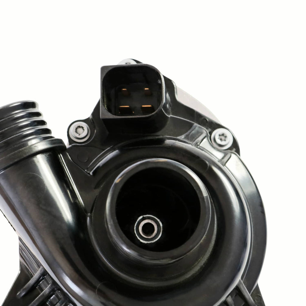 Electric water pump assembly with electrical connector and circular outlet