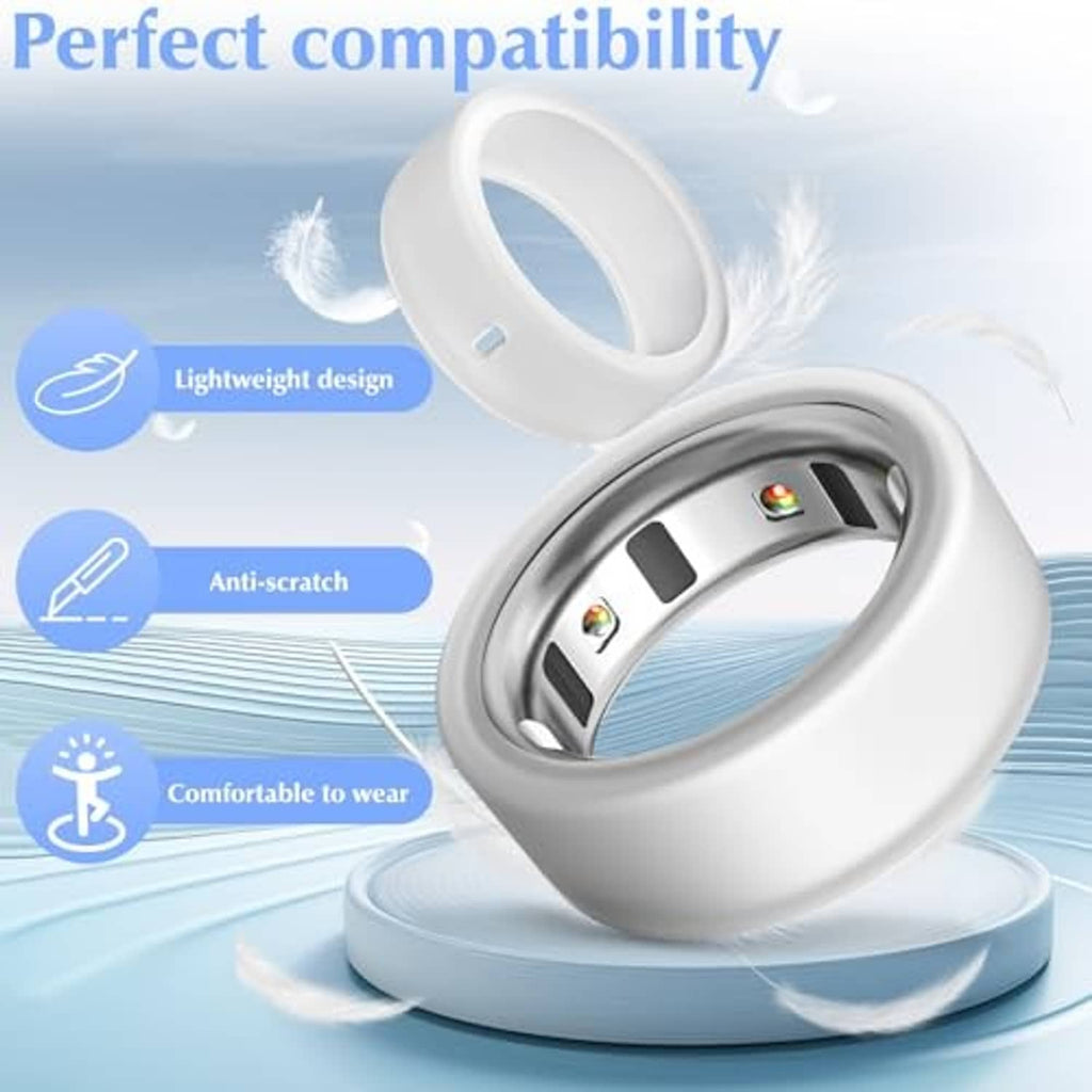 White silicone ring protector sleeve with internal ring chamber for comfortable wear
