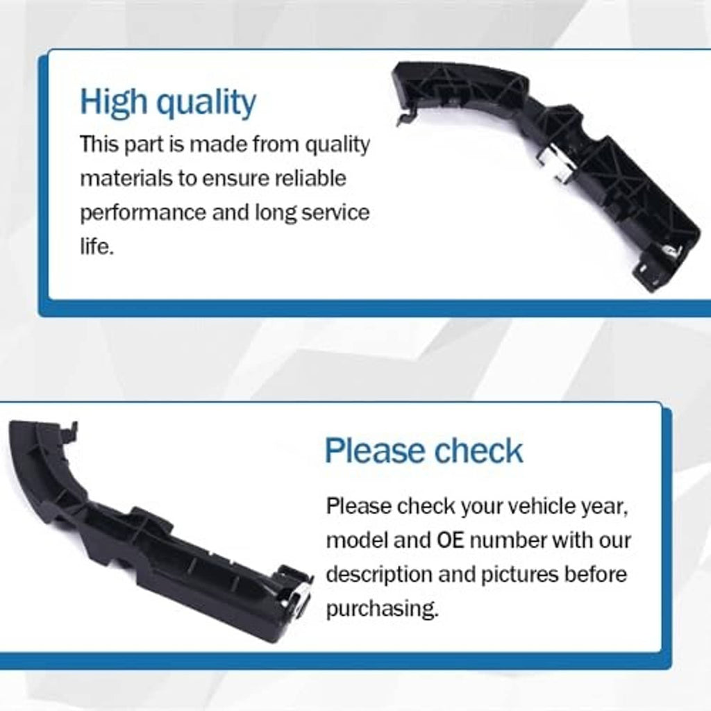 Front bumper support bracket, black plastic housing with metal stud fastener