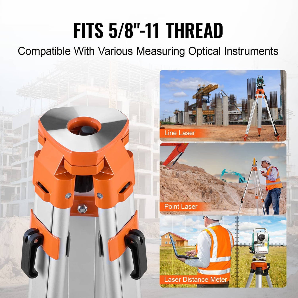 Laser level tripod stand head with 5/8-11 thread and orange top cap.