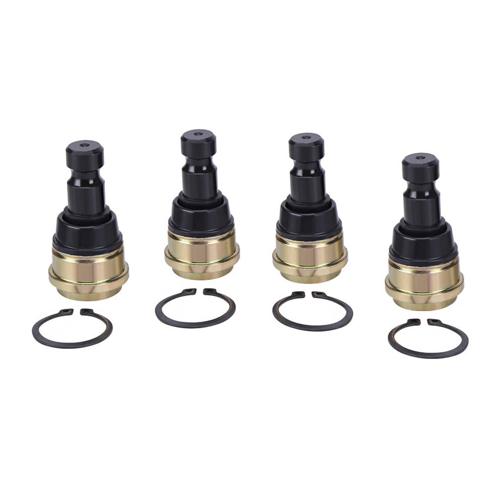 4 ball joint assemblies with black shafts, gold sleeves, and black rubber seal rings
