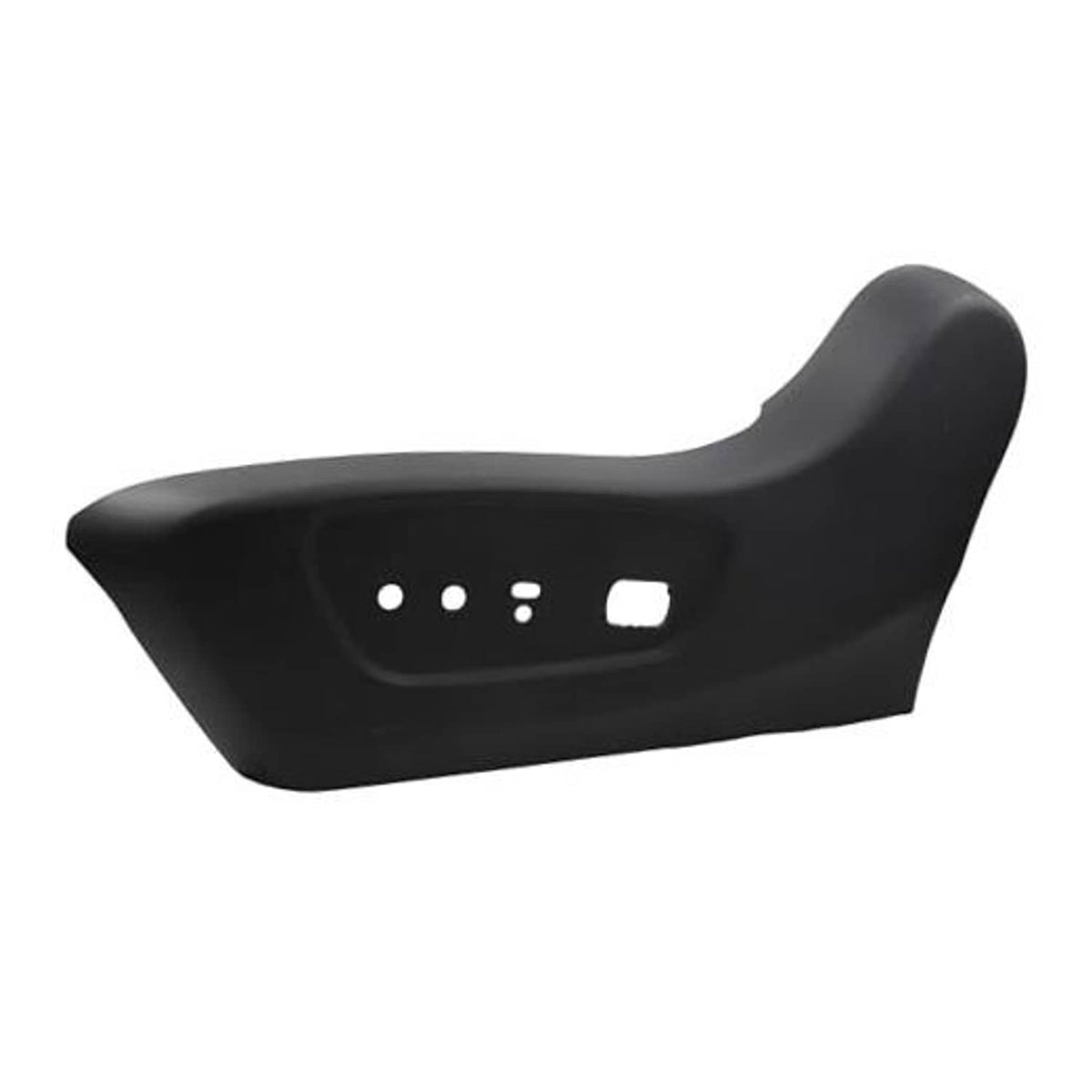 Black front left seat trim panel with control and speaker cutouts