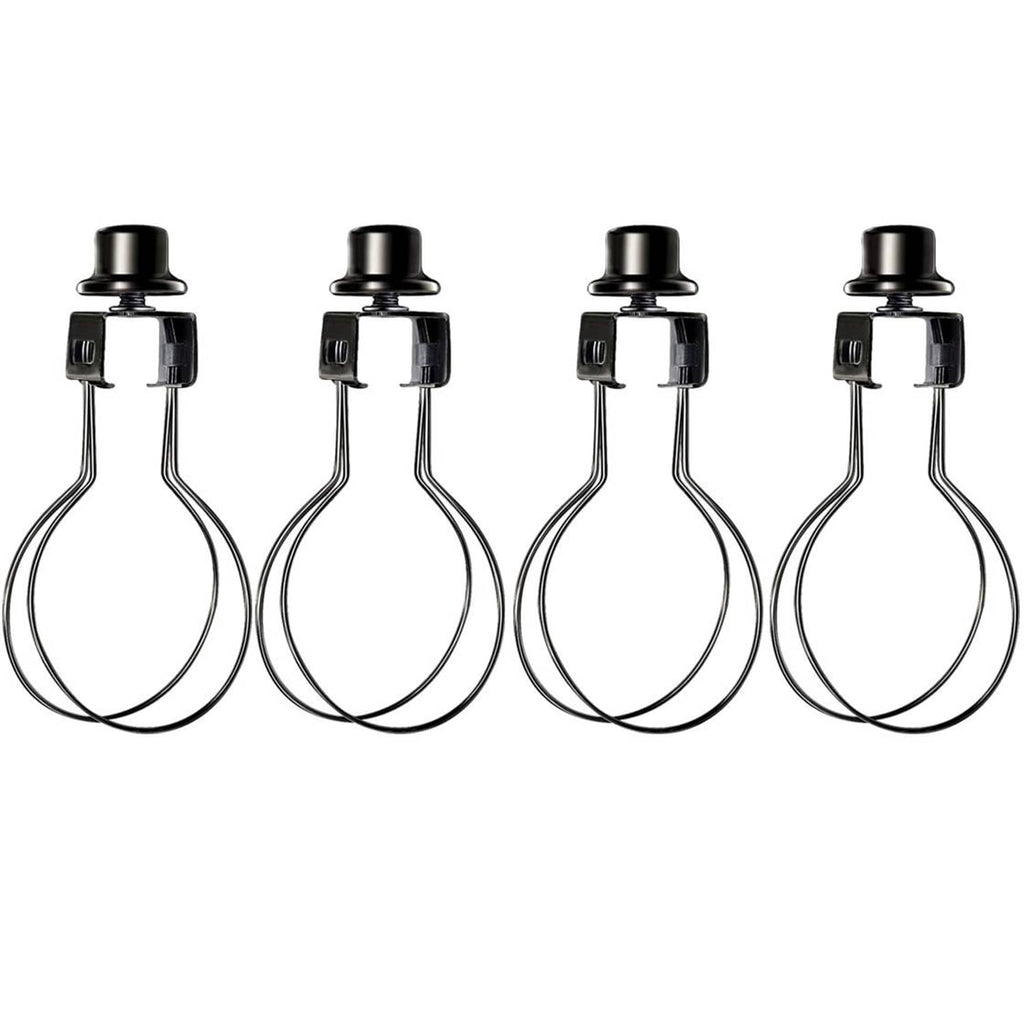 Black lamp bulb clips 4-pack with two spring clamps, looped holder