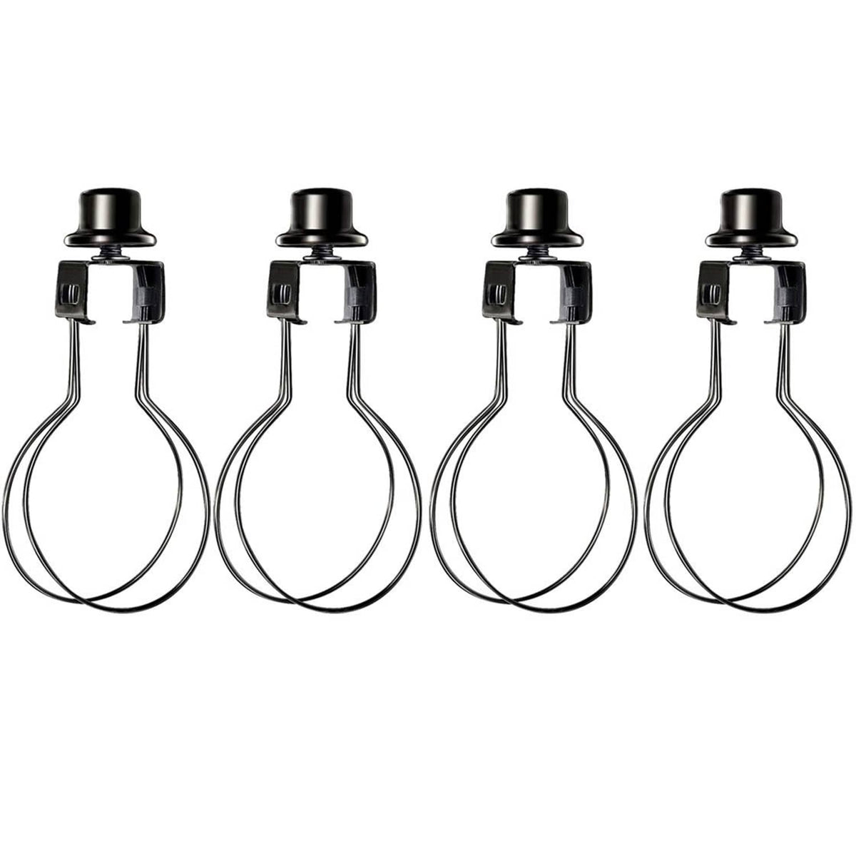 Black lamp bulb clips 4-pack with two spring clamps, looped holder