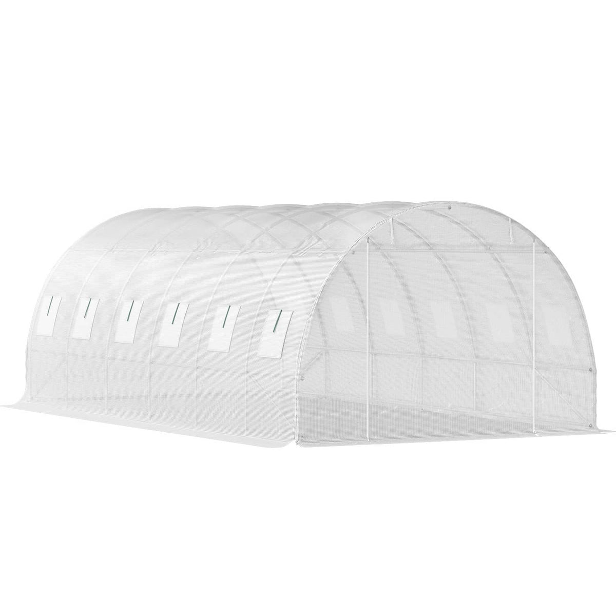 Walk-in tunnel greenhouse with arched translucent waterproof cover and galvanized frame