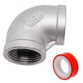 90-degree stainless steel street elbow with female NPT threaded inlet and outlet